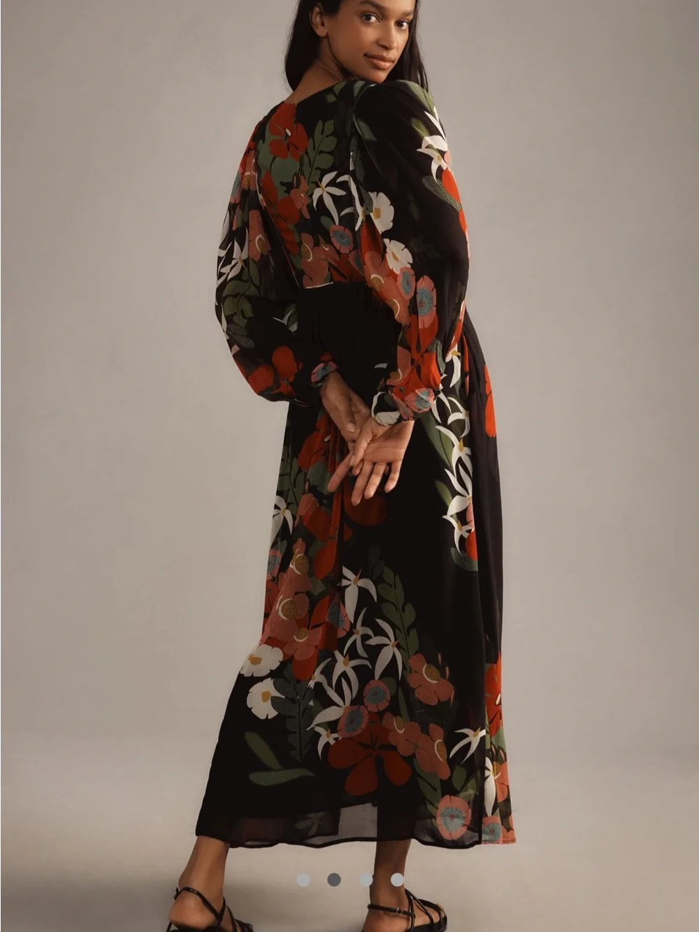 Farm Rio Floral V-Neck Long Sleeve Midi Dress - Picture 3 of 5